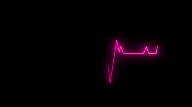 Siyah arkaplanda pembe kalp şekilli neon çizgiler.