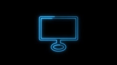 Boş neon pano simgesi mavi arkaplanda izole edildi. Neon levha. vektör illüstrasyonu