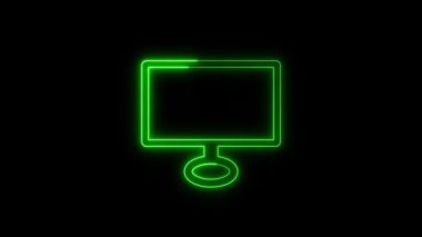 Parlayan neon çizgisi resim çerçevesi simgesi siyah arkaplanda izole edildi. fotoğraf çerçevesi simgesi. Renkli taslak konsepti. vektör