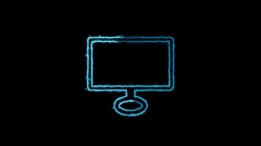 Parlayan neon çizgili yol simgesi siyah arkaplanda izole edildi. Renkli taslak konsepti. vektör