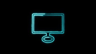 Siyah arkaplanda izole edilmiş harita işaretleyici simgesiyle parlayan neon çizgi konumu. Renkli taslak konsepti. vektör