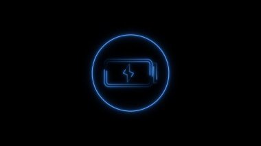 Parlayan neon saat simgesi mavi arkaplanda izole edildi. Zaman sembolü. Vektör