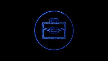 Parlayan neon pil şarj seviyesi simgesi mavi arkaplanda izole edildi. vektör