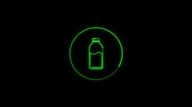 Işıldayan neon ince çizgi üzerinde su şişesi simgesi.