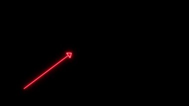 Neon kırmızı ok. 3d oluşturma