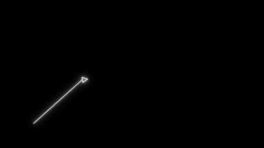 Parlayan neon ok simgesi gri arkaplanda izole edildi. yön sembolü. Navigasyon oku işareti. vektör.