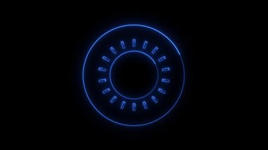 Mavi çizgileri olan parlak neon bir daire. vektör illüstrasyonu.