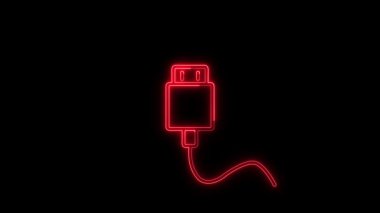 Siyah arkaplanda kırmızı parlayan buji simgesi izole edildi. Enerji işareti. Elektrik bağlantısını kes. vektör