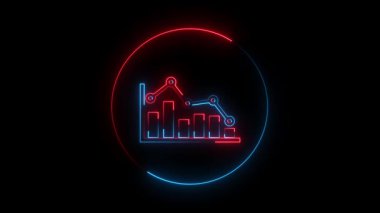 Geleceğin mavi neon hattı şehri. Siyah arka planda izole edilmiş. Renkli taslak konsepti. vektör illüstrasyonu