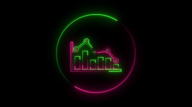 Grafik grafikli yeşil neon çizgi çizelgesi.