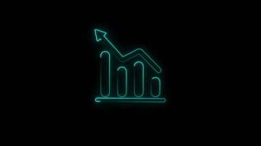 Siyah arkaplanda parlayan neon çizgi grafik simgesi izole edildi. iş, planlama, çizelge, grafik, grafik, diyagram. Renkli özet kavramı.