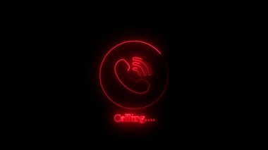 3D parlak kırmızı neon işareti yuvarlak bir şeklin işareti.