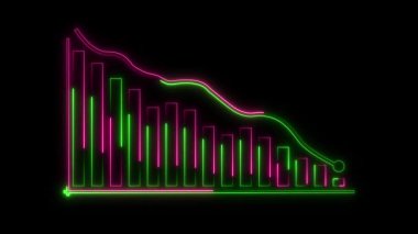 Siyah arkaplanda neon çubuk grafiği.