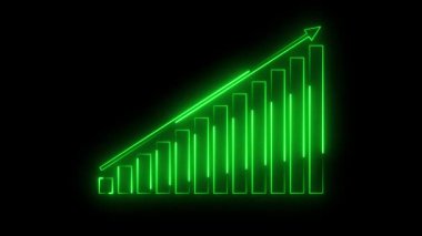Siyah üzerine yeşil ok grafiği. 3d illüstrasyon