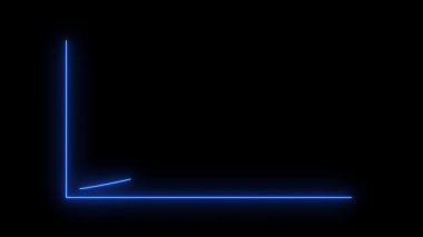 Parlayan neon ok simgesi mavi arkaplanda izole edildi. Navigasyon sembolü. Yönlendirme işareti. vektör illüstrasyonu