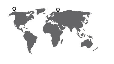 dünya haritası simgesi seti, düz biçim vektör illüstrasyonu