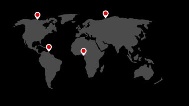 Dünya haritası, konumu olan bir dünya haritası konsepti..