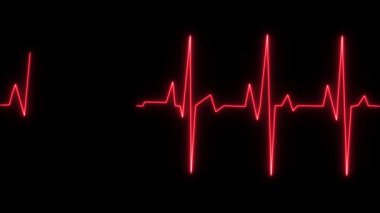 Siyah arkaplanda kırmızı kardiyogram.