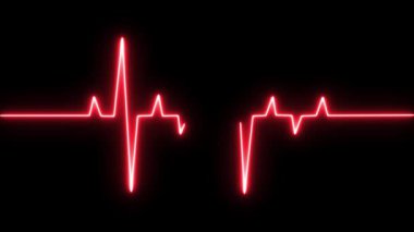 Siyah arka planda kalp atışı kardiyogramı, 3 boyutlu görüntüleme