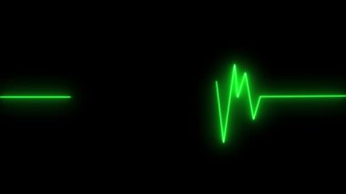 Siyah arka planda yeşil neon kalp sembolü. 3d oluşturma