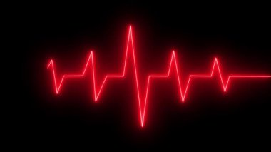 Siyah arkaplanda kalp atış hızı kardiyogramı, 3 boyutlu görüntüleme.