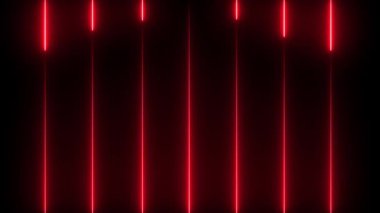 Kırmızı neon çizgileri ve neon ışıkları olan koyu soyut bir arka plan. Metin için boşluk