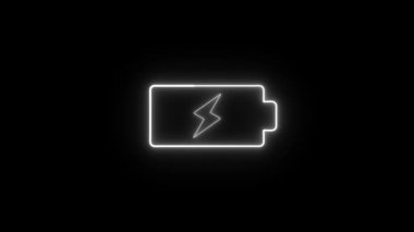 Parlayan pil şarj göstergesi simgesi siyah arkaplanda izole edildi. vektör