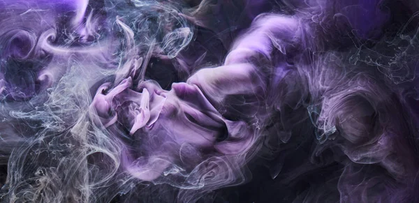 Purple Lilac Multicolored Smoke Abstract Background Acrylic Paint Underwater Explosion — Stock Photo, Image