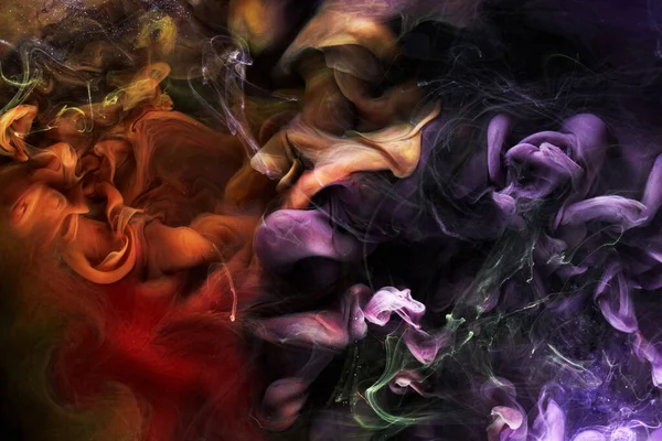Multi Gekleurde Sprankelende Abstracte Achtergrond Luxe Donker Goud Rook Acrylverf — Stockfoto
