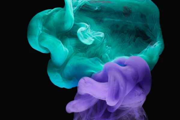青紫色の抽象的な背景 豪華な色の煙 アクリル塗料水中爆発 宇宙渦巻くインク — ストック写真