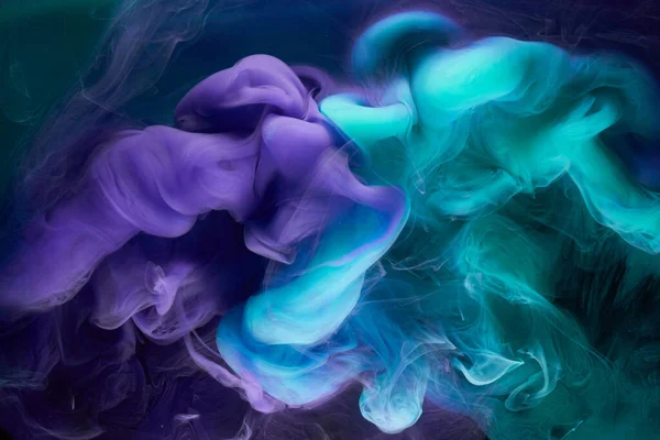 Blauw Paars Abstracte Achtergrond Luxe Gekleurde Rook Acrylverf Onderwater Explosie — Stockfoto