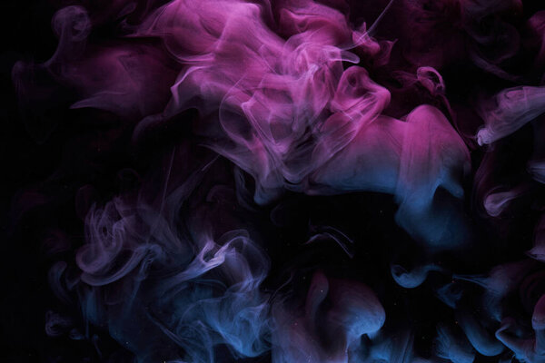 Purple dark abstract background, luxury colored smoke, acrylic paint underwater explosion, cosmic swirling ink