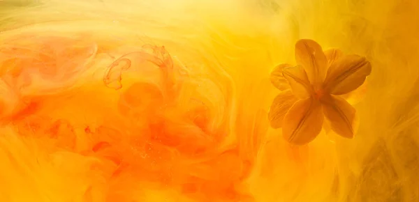 Abstract Gele Achtergrond Met Bloemen Verf Water Achtergrond Voor Parfum — Stockfoto