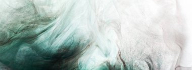 Zümrüt yeşili mürekkep soyut arka plan. Parfüm, nargile ve kozmetik ürünleri için akrilik boya arka planı. Gizemli duman bulutları, renkli sis