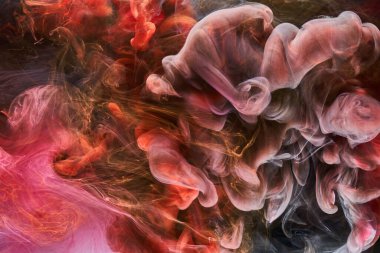 Rengarenk mürekkep soyut arkaplanı karşıtlığı. Parfüm, nargile ve kozmetik ürünleri için akrilik boya arka planı. Gizemli duman bulutları, renkli sis