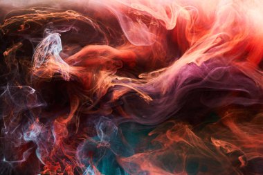 Rengarenk mürekkep soyut arkaplanı karşıtlığı. Parfüm, nargile ve kozmetik ürünleri için akrilik boya arka planı. Gizemli duman bulutları, renkli sis