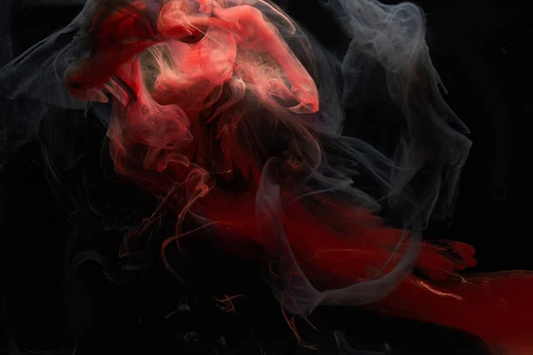 赤黒インクの抽象的な背景 フック 化粧品のためのアクリル絵具の背景 神秘的な煙雲 カラフルな霧 — ストック写真
