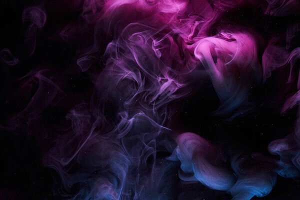 Purple dark abstract background, luxury colored smoke, acrylic paint underwater explosion, cosmic swirling ink