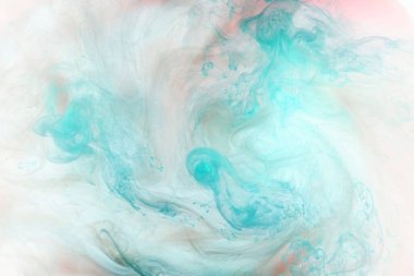 Zümrüt yeşili mürekkep soyut arka plan. Parfüm, nargile ve kozmetik ürünleri için akrilik boya arka planı. Gizemli duman bulutları, renkli sis