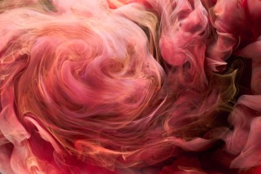 Kırmızı mürekkep soyut arka plan. Parfüm, nargile ve kozmetik ürünleri için akrilik boya arka planı. Gizemli duman bulutları, renkli sis