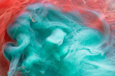 Zümrüt kırmızı mürekkep soyut arka plan. Parfüm, nargile ve kozmetik ürünleri için akrilik boya arka planı. Gizemli duman bulutları, renkli sis