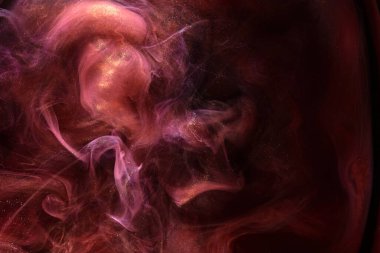 Kırmızı siyah mürekkep soyut arka plan. Parfüm, nargile ve kozmetik ürünleri için akrilik boya arka planı. Gizemli duman bulutları, renkli sis