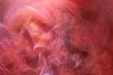 Kırmızı mürekkep soyut arka plan. Parfüm, nargile ve kozmetik ürünleri için akrilik boya arka planı. Gizemli duman bulutları, renkli sis