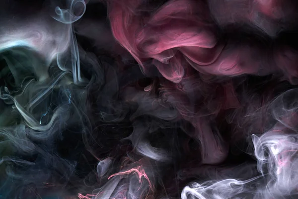 多色インクの抽象的な背景とは対照的です フック 化粧品のためのアクリル絵具の背景 神秘的な煙雲 カラフルな霧 — ストック写真