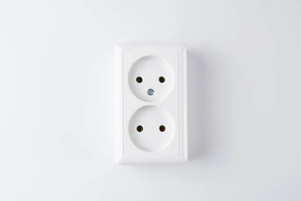 stock image White double socket isolated on white background. Electric lighting concept