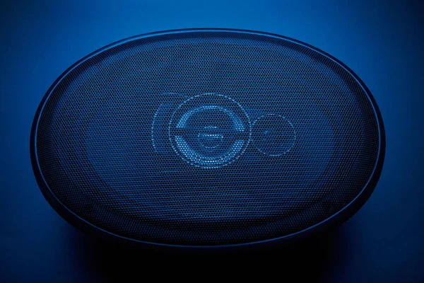 Черный Автомобиль Звуковые Динамики Крупным Планом Черном Фоне Аудио Система — стоковое фото
