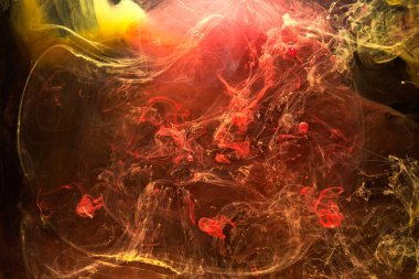 Rengarenk mürekkep soyut arkaplanı karşıtlığı. Parfüm, nargile ve kozmetik ürünleri için akrilik boya arka planı. Gizemli duman bulutları, renkli sis