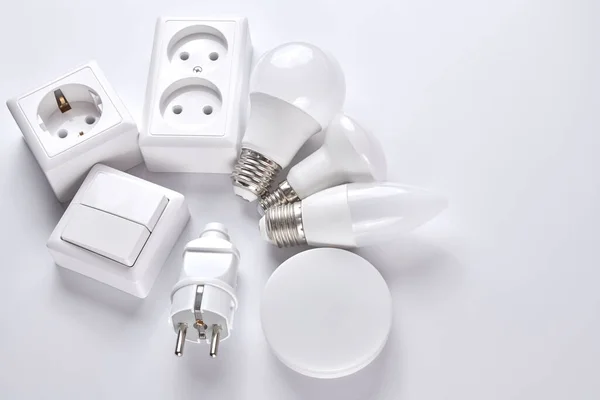 Zestaw Świateł Elektrycznych Przyciemniaczem Sterowane Oświetlenie Koncepcja Oszczędzania Energii Urządzenie — Zdjęcie stockowe