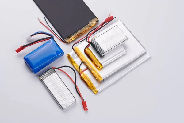 Different Types Lithium Battery Isolated White Background — Stock Photo, Image