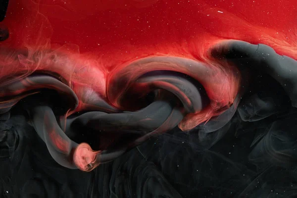 Latar Belakang Laut Abstrak Hitam Merah Percikan Dan Gelombang Cat — Stok Foto